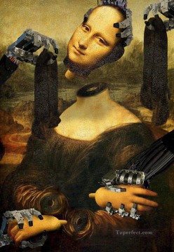 mona lisa Painting - Mona Lisa Robots Fantasy
